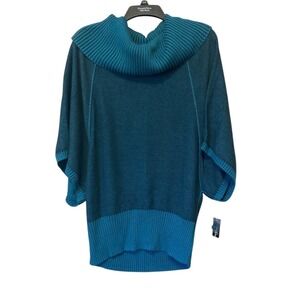 NWT Style & Co Sedona Cowl Turtleneck Sweater Poncho Womens Plus 0X Teal